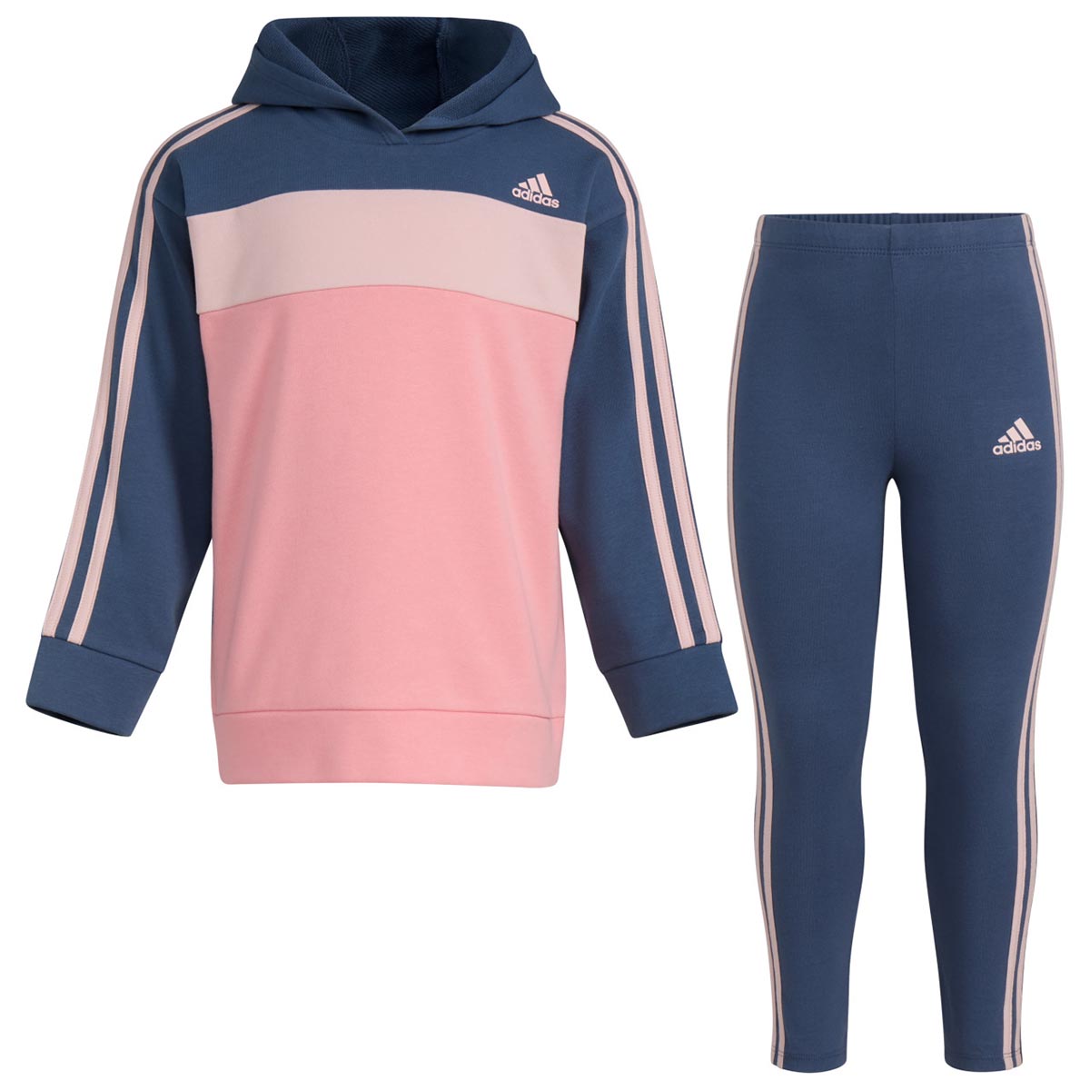 Girls (4-6x) Adidas(R) Color Block Hoodie & Leggings Set - Navy