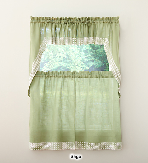 Salem Woven With Daisy Chain Lace Kitchen Curtains