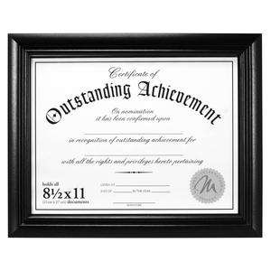 Malden Black Wooden Certificate Frame - 8.5x11