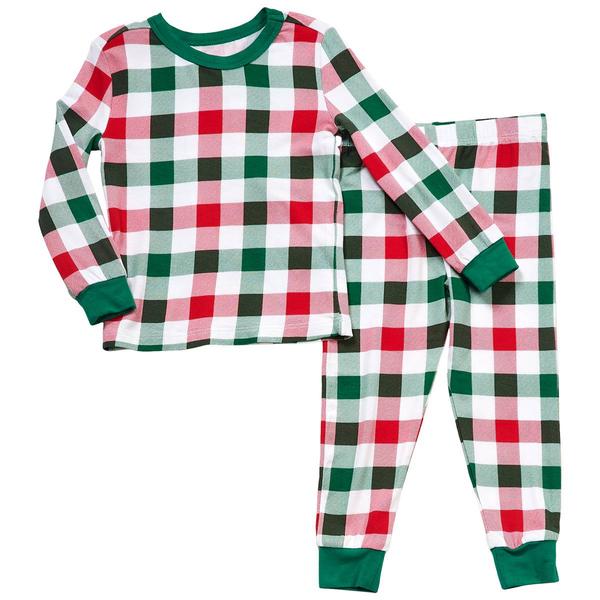 Baby Boy (12-24M) Little Me(R) Plaid Bamboo Christmas Pajama Set
