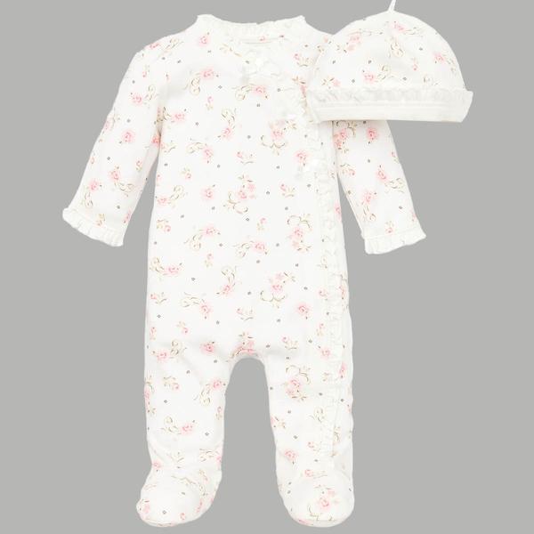 Baby Girl (Preemie-9M) Little Me(R) Vintage Rose Footie Sleeper