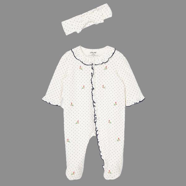 Baby Girl (NB-9M) Little Me(R) Rosebud Footed Sleeper w/Headband
