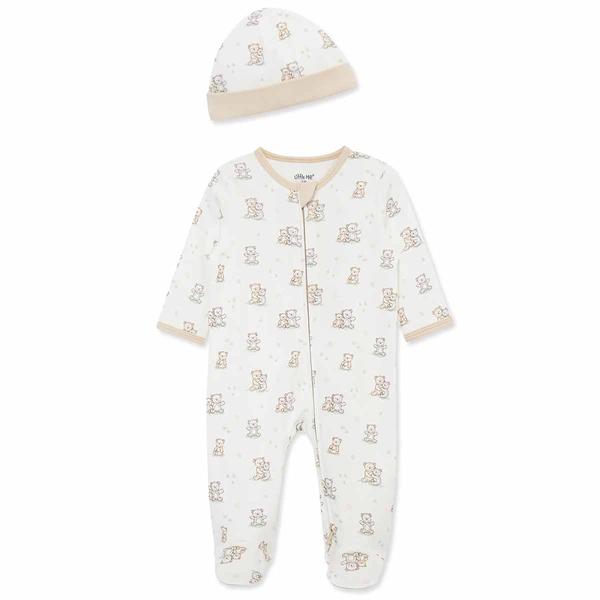 Baby Unisex (NB-9M) Little Me(R) Fuzzy Bears Footie Pajamas