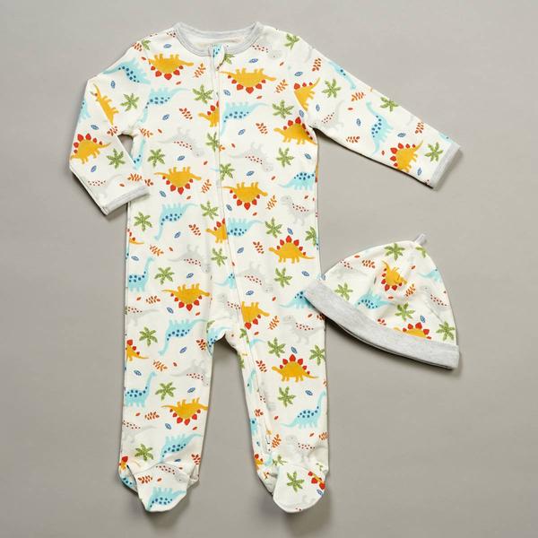 Baby Boy (NB-9M) Little Me(R) Happy Dinos Footie with Hat