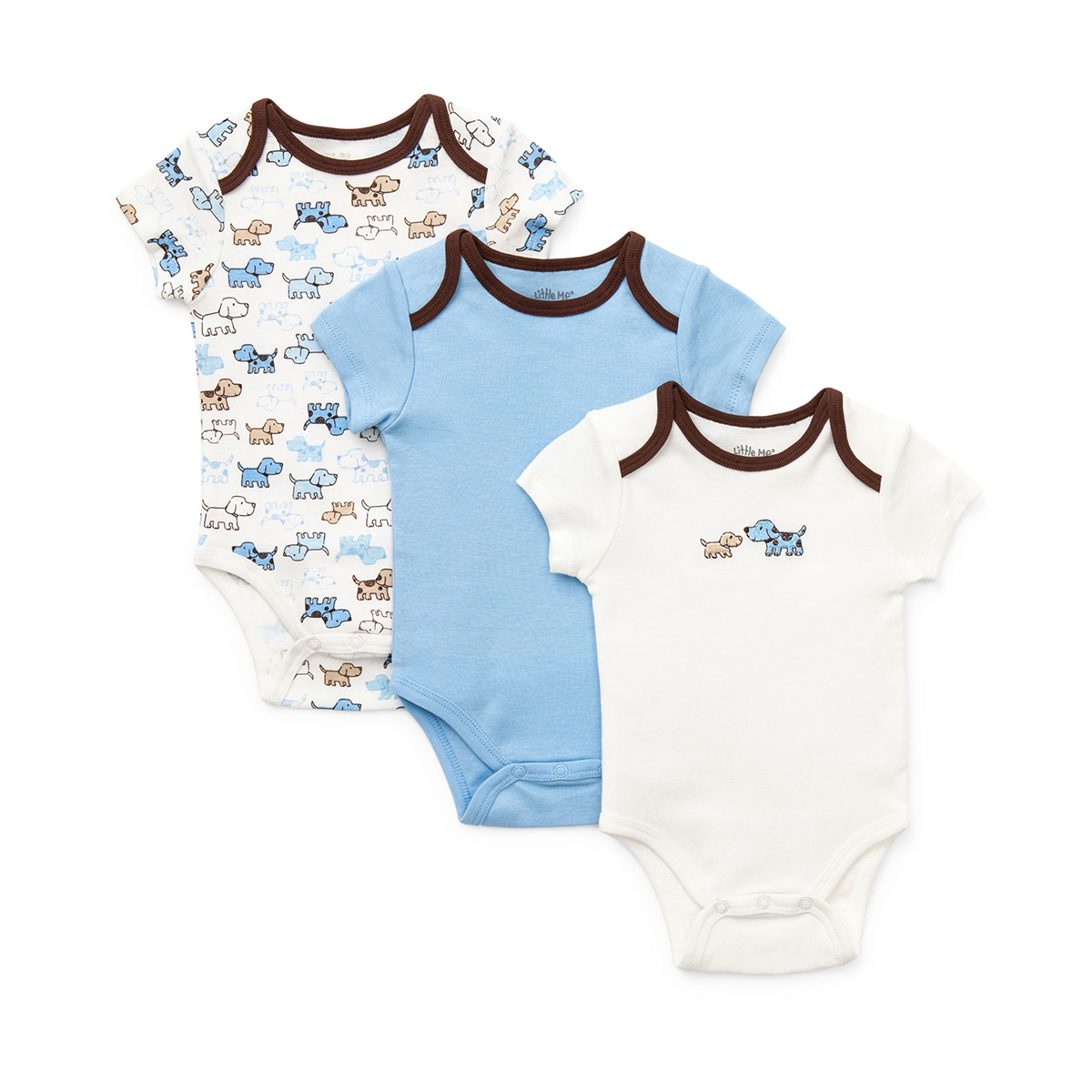 Baby Boy (NB-9M) Little Me Puppies 3pk. Bodysuits