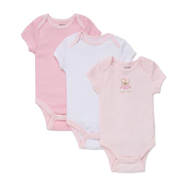 Baby Girl (NB-9M) Little Me(R) 3pk. Sweet Bear Bodysuits
