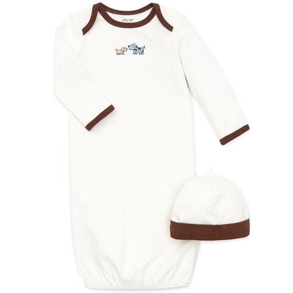 Baby Unisex (NB-3M) Little Me(R) Cute Puppies Nightgown with Hat