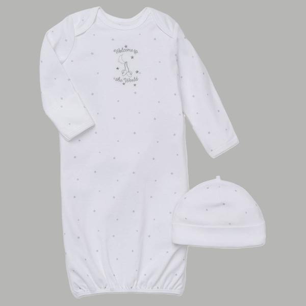 Baby Unisex (NB-3M) Little Me(R) Welcome World Nightgown with Hat