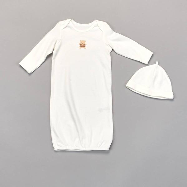 Baby Unisex (NB-3M) Little Me(R) Gentle Bear Gown with Hat