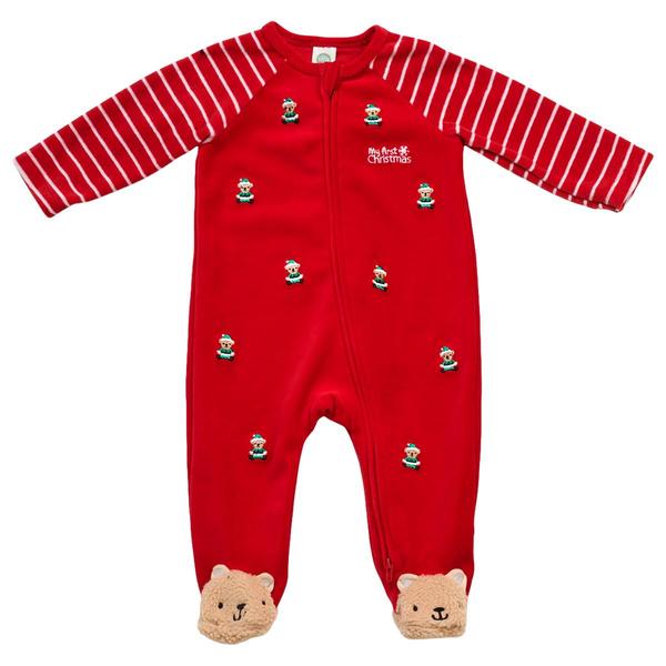 Baby Unisex (3-9M) Little Me(R) Santa Bear First Christmas Footie