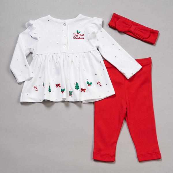 Baby Girl (3-12M) Little Me(R) First Christmas 3pc. Set w/ Headband