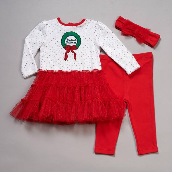 Baby Girl (3-12M) Little Me(R) 3pc. First Christmas Tutu Dress Set