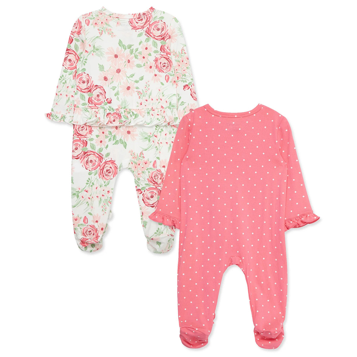 Baby Girl (NB-9M) Little Me(R) 2pk. Floral & Dot Bamboo Footies