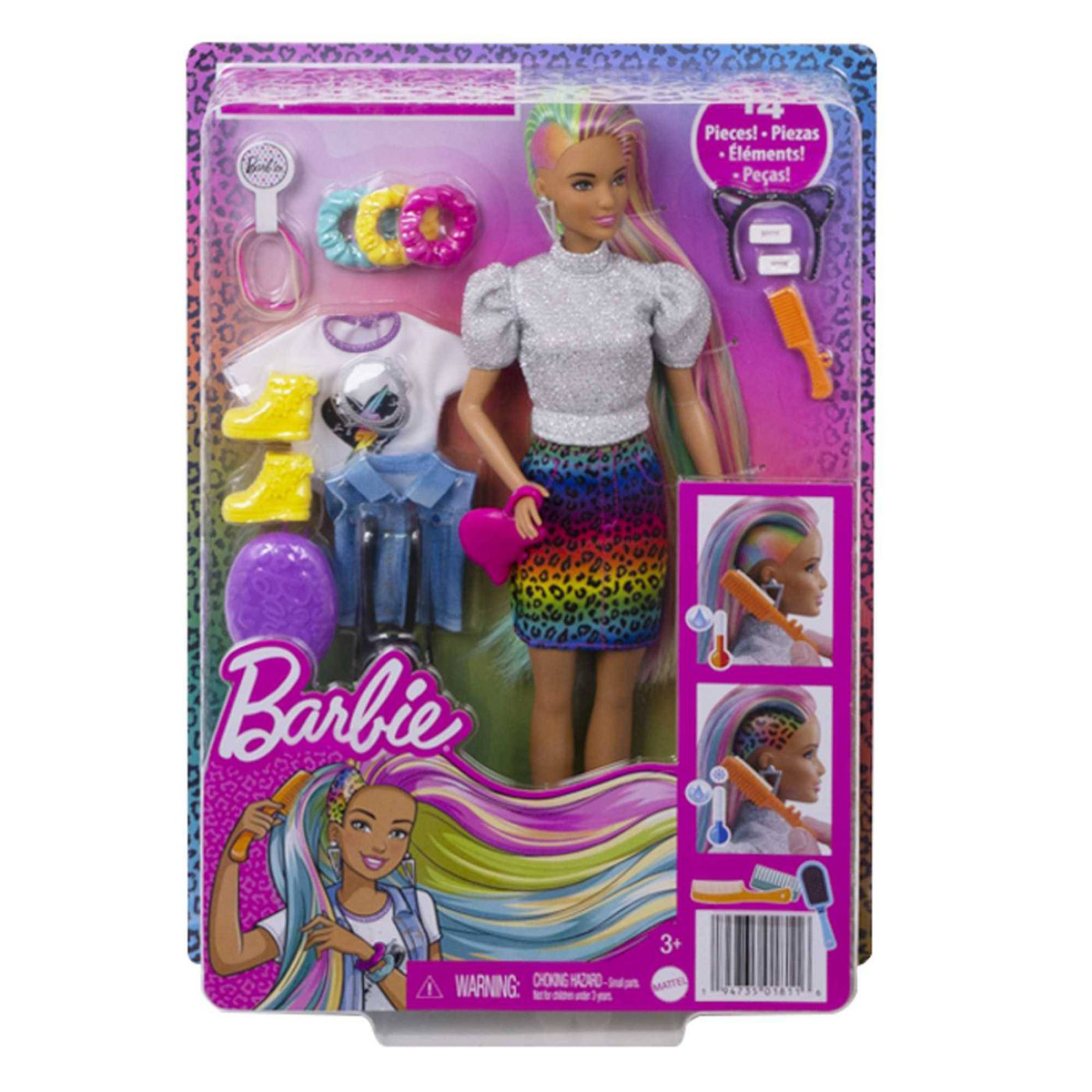 Barbie(R) Leopard Rainbow Hair Doll