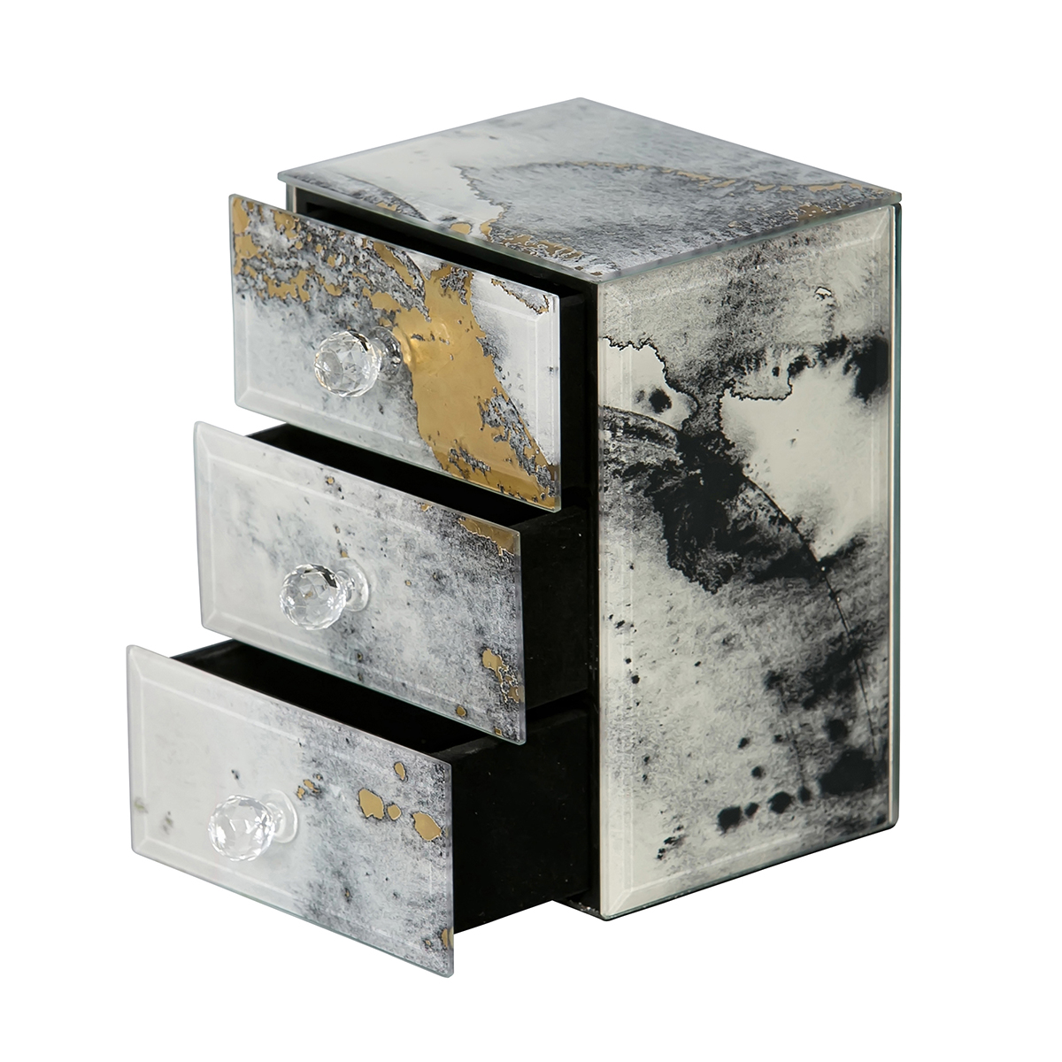 Mele & Co. Maura Marbled Glass Jewelry Box With Gold Accents