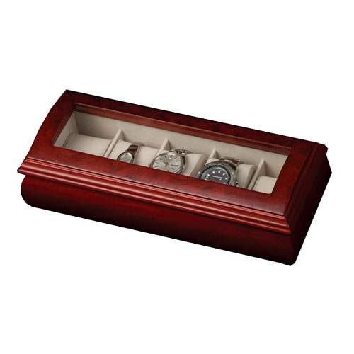 Mele & Co. Emery Glass Top Watch Box In Cherry