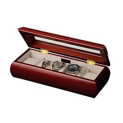 Mele & Co. Emery Glass Top Watch Box in Cherry alternate view