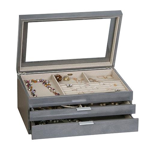 Mele & Co. Misty Glass Top Wooden Jewelry Box alternate view