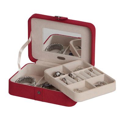 Mele & Co. Giana Plush Fabric Red Jewelry Box - Red alternate view