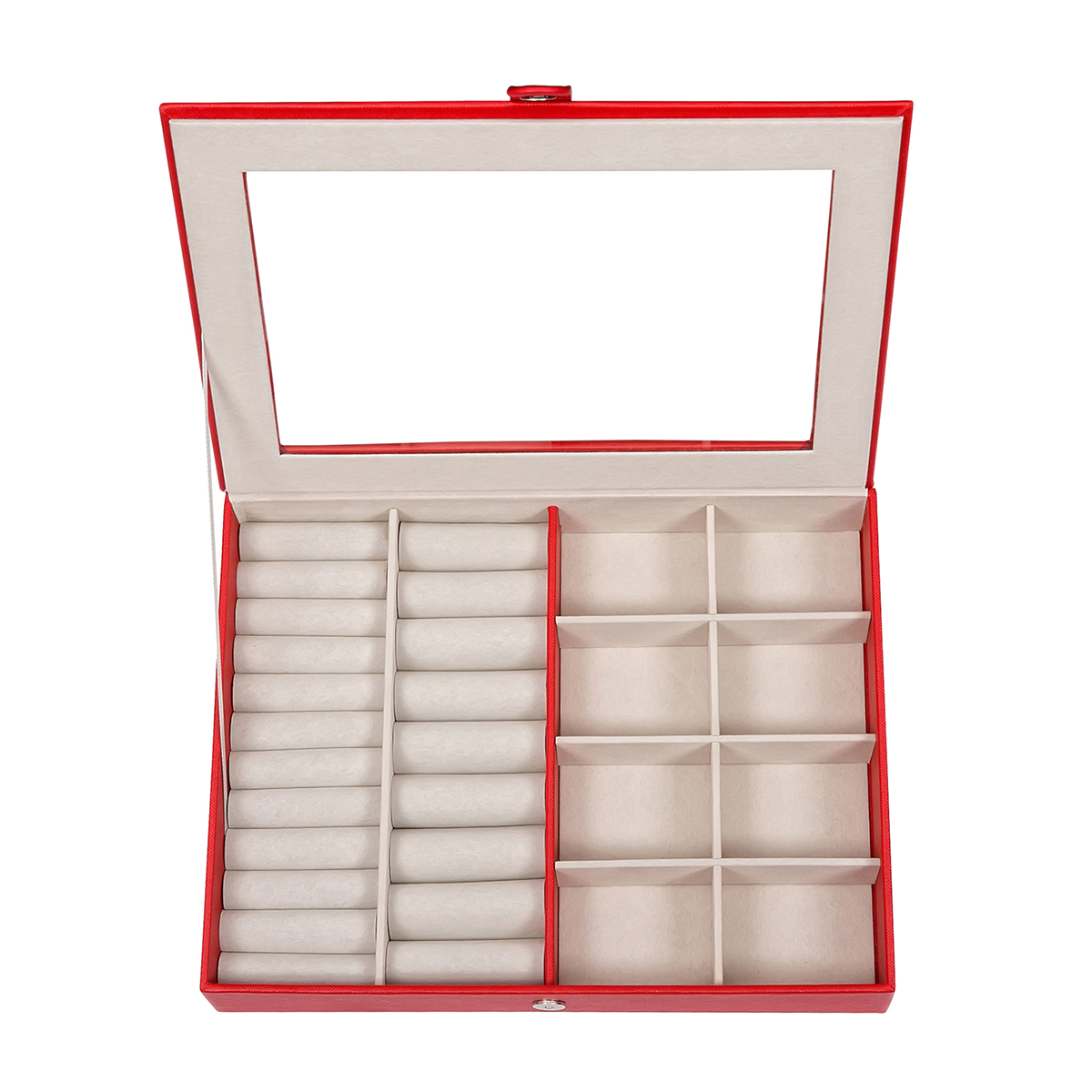 Mele & Co. Crystal Glass Textured Red Leather Jewelry Box