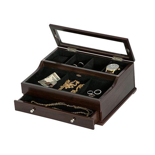 Mens Mele & Co. Hampden Glass Top Wooden Dresser Valet alternate view