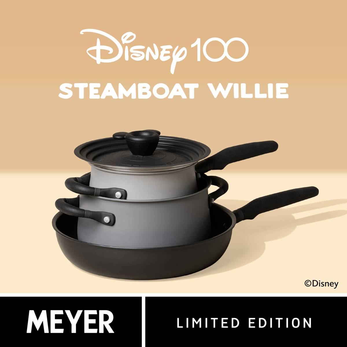 Disney 4pc. Steamboat Willie Nonstick Induction Cookware Set