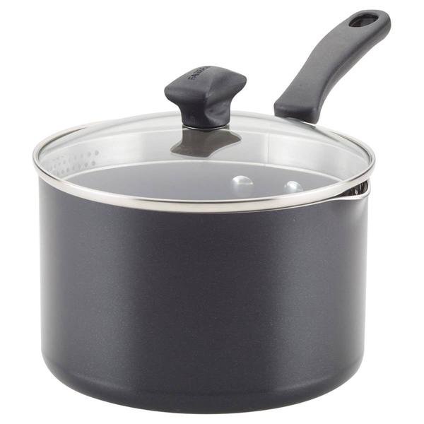 Farberware(R) DiamondMax(tm) 3qt. Black Straining Saucepan