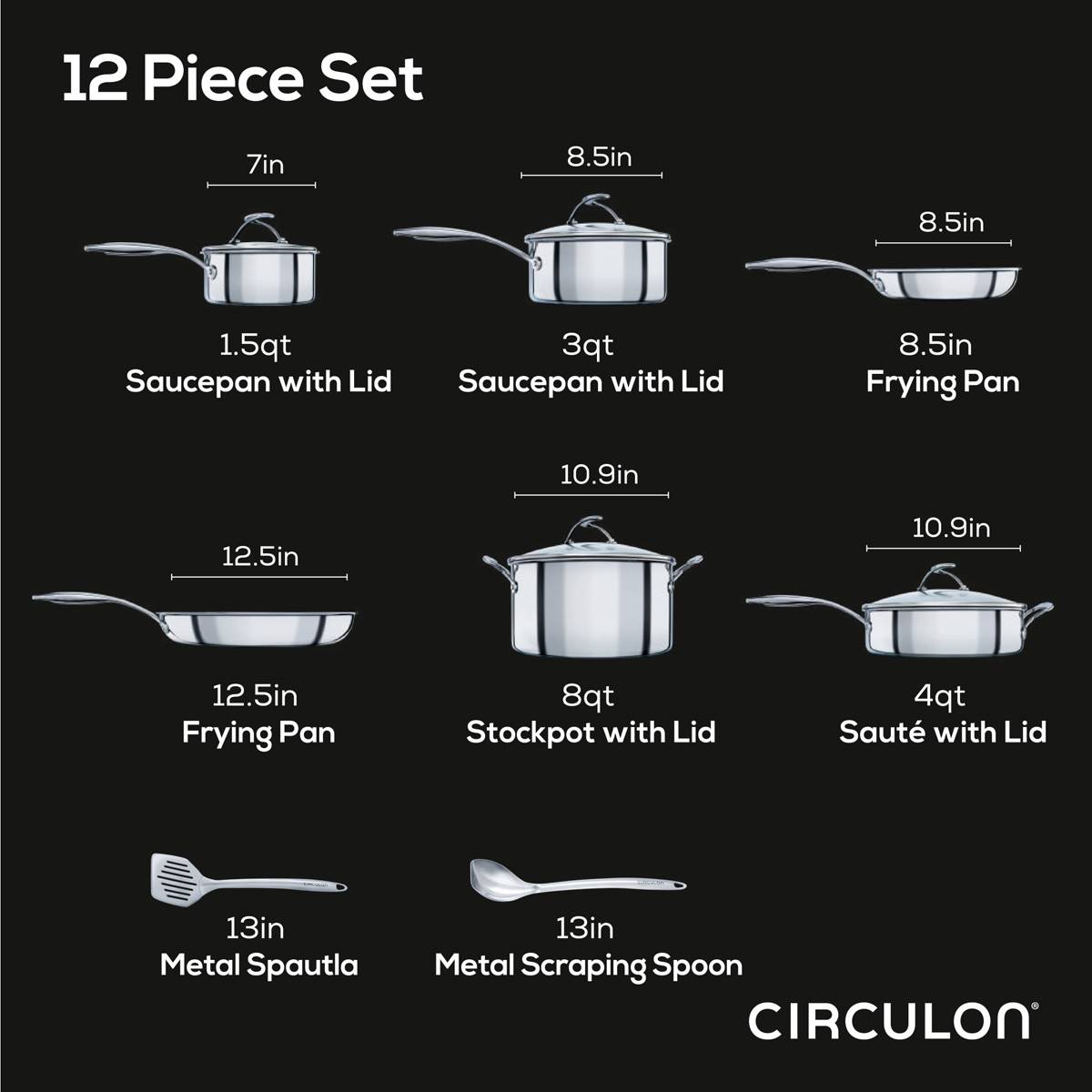 Circulon(R) 12pc. Stainless Steel Cookware And Utensil Set