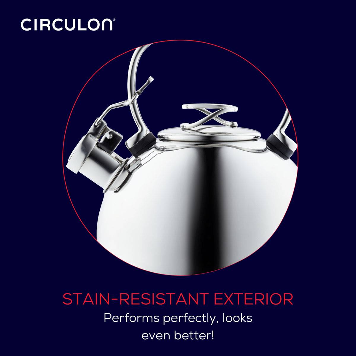 Circulon(R) 2.3qt. Stainless Steel Whistling Teakettle