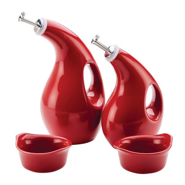 Rachael Ray 4pc. Ceramics EVOO and Ramekin Dipper Set - Red