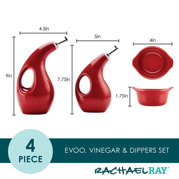 Rachael Ray 4pc. Ceramics EVOO and Ramekin Dipper Set - Red alternate view