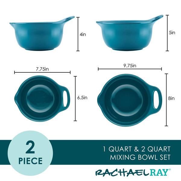 Rachael Ray 2pc. Ceramic Mixing Bowl Set - Teal Blue alternate view