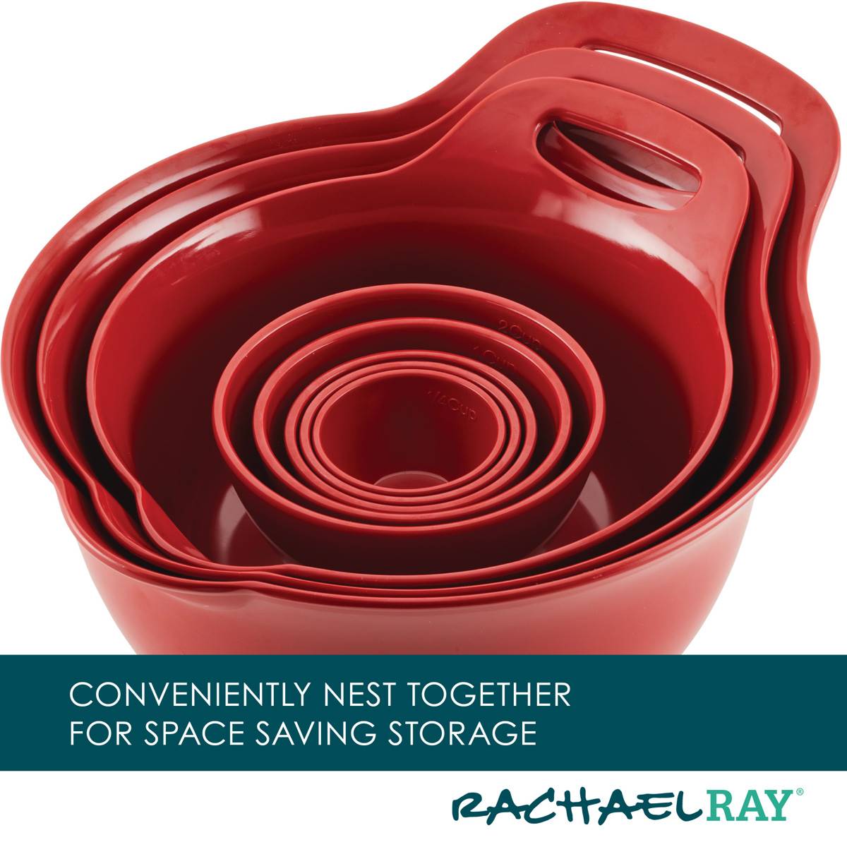 Rachael Ray 10pc. Mix & Measure Mixing Bowl Set - Red