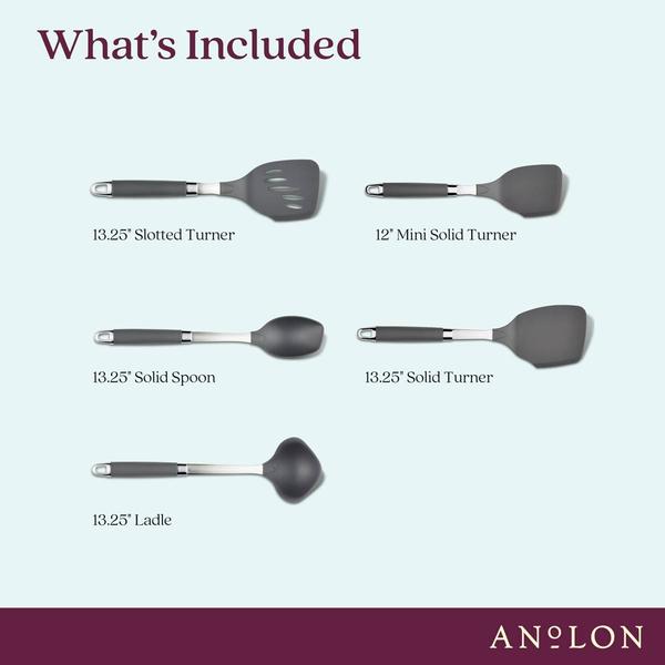Anolon(R) SureGrip(R) 5pc. Graphite Non-Stick Utensil Set - Black alternate view