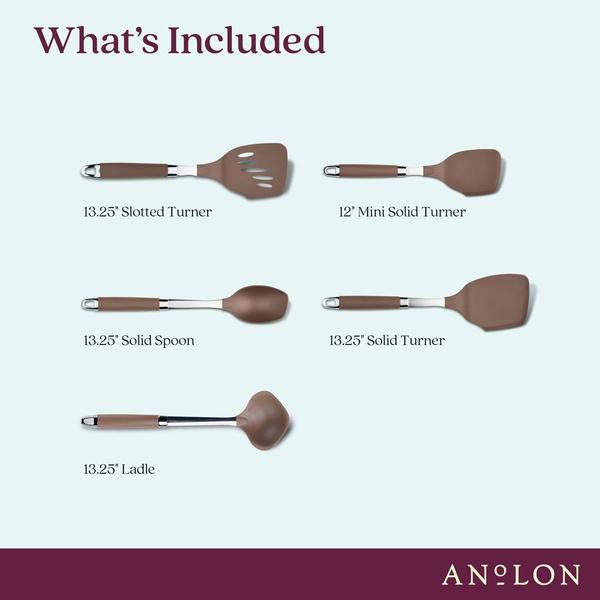 Anolon(R) SureGrip(R) 5pc. Graphite Non-Stick Utensil Set - Brown alternate view