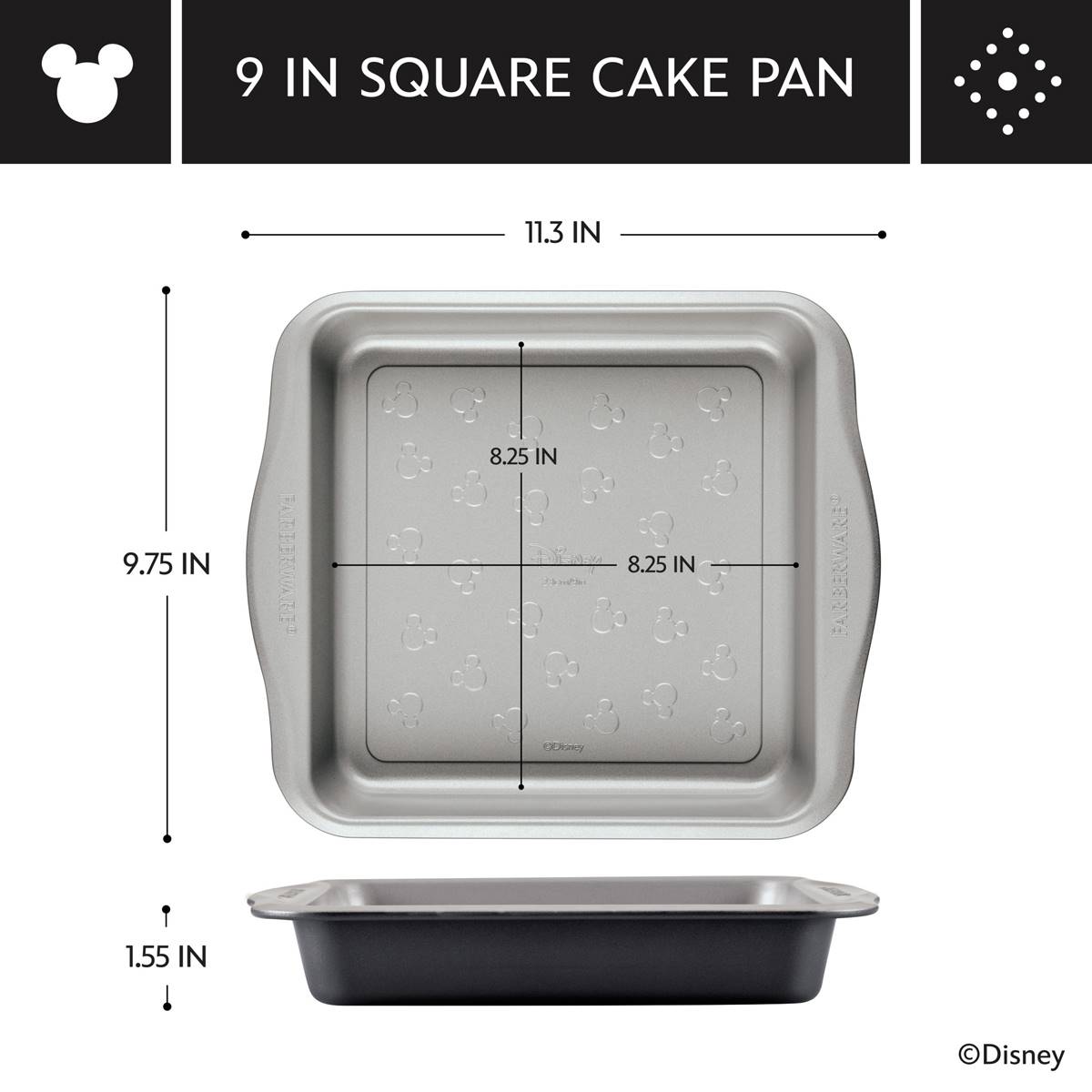 Farberware(R) Disney Bake With Mickey Nonstick 9in. Square Cake Pan