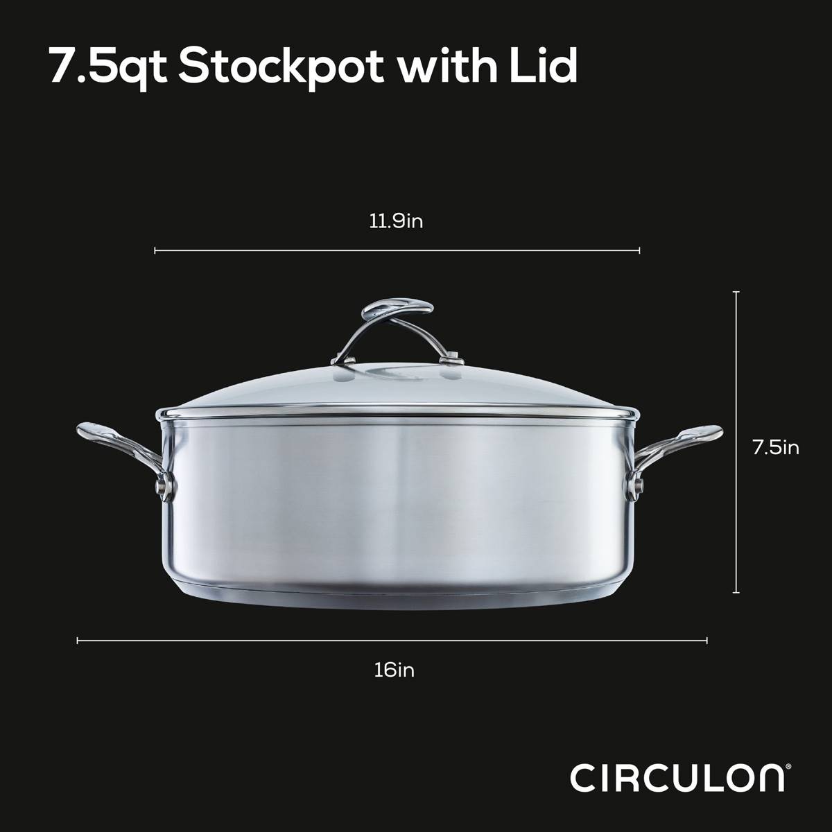 Circulon(R) 7.5qt. Stainless Steel Stockpot