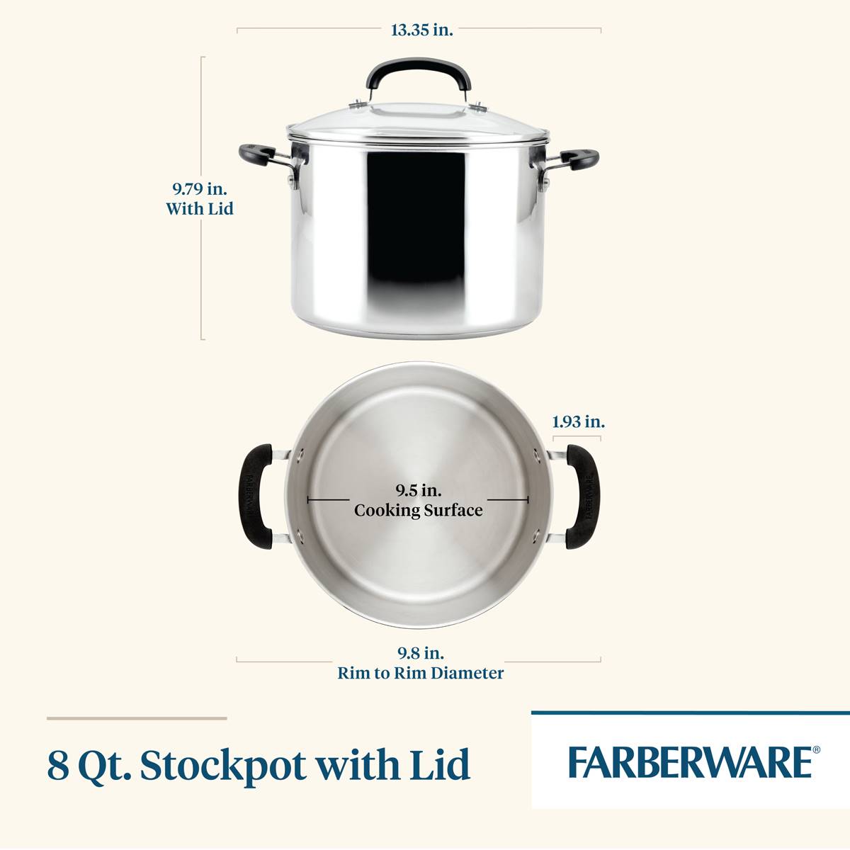 Farberware(R) Brilliance Stainless Steel 8qt. Stockpot W/ Lid