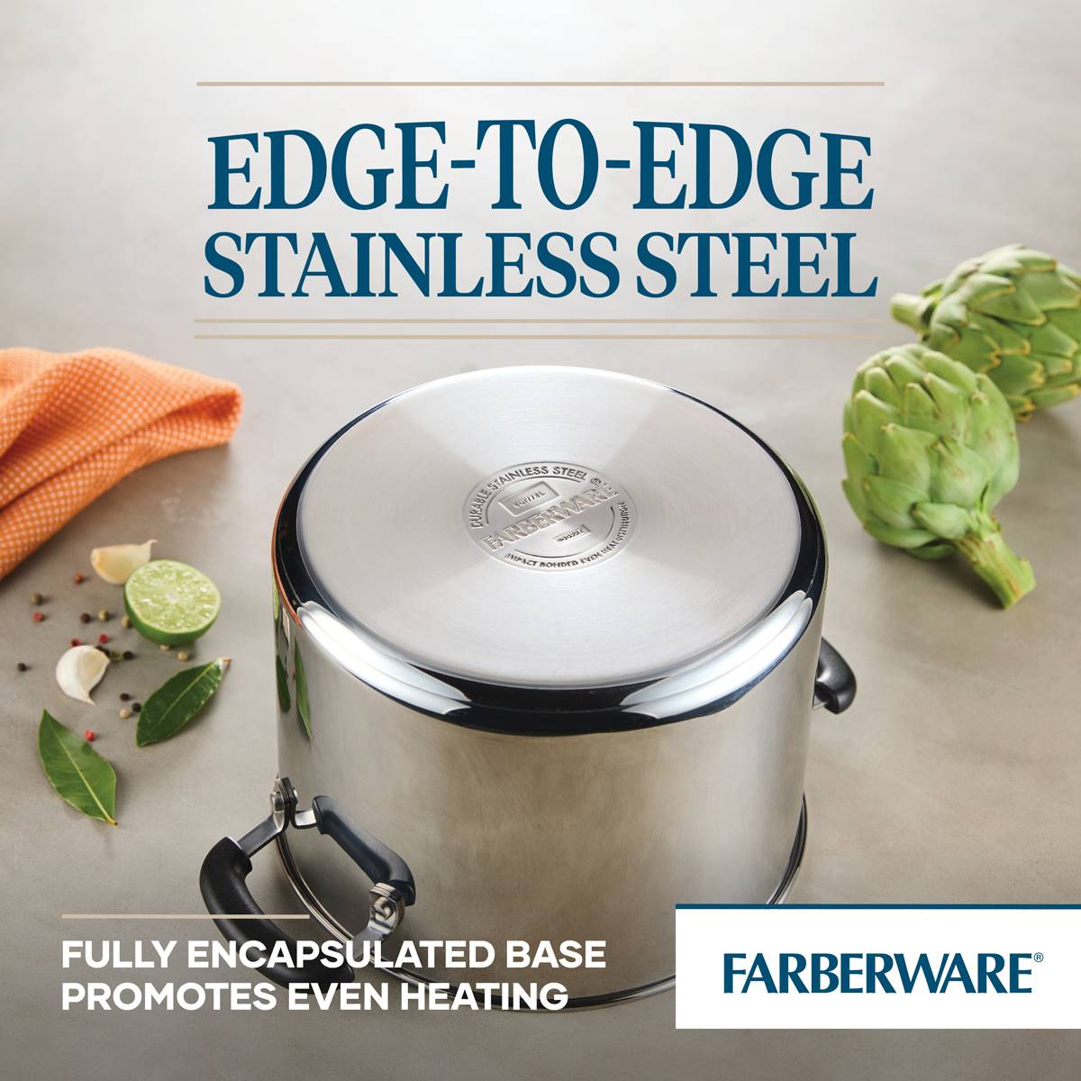 Farberware(R) Brilliance Stainless Steel 8qt. Stockpot W/ Lid