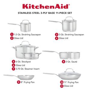 KitchenAid(R) Stainless Steel 3-Ply Base 11pc. Cookware Set alternate view