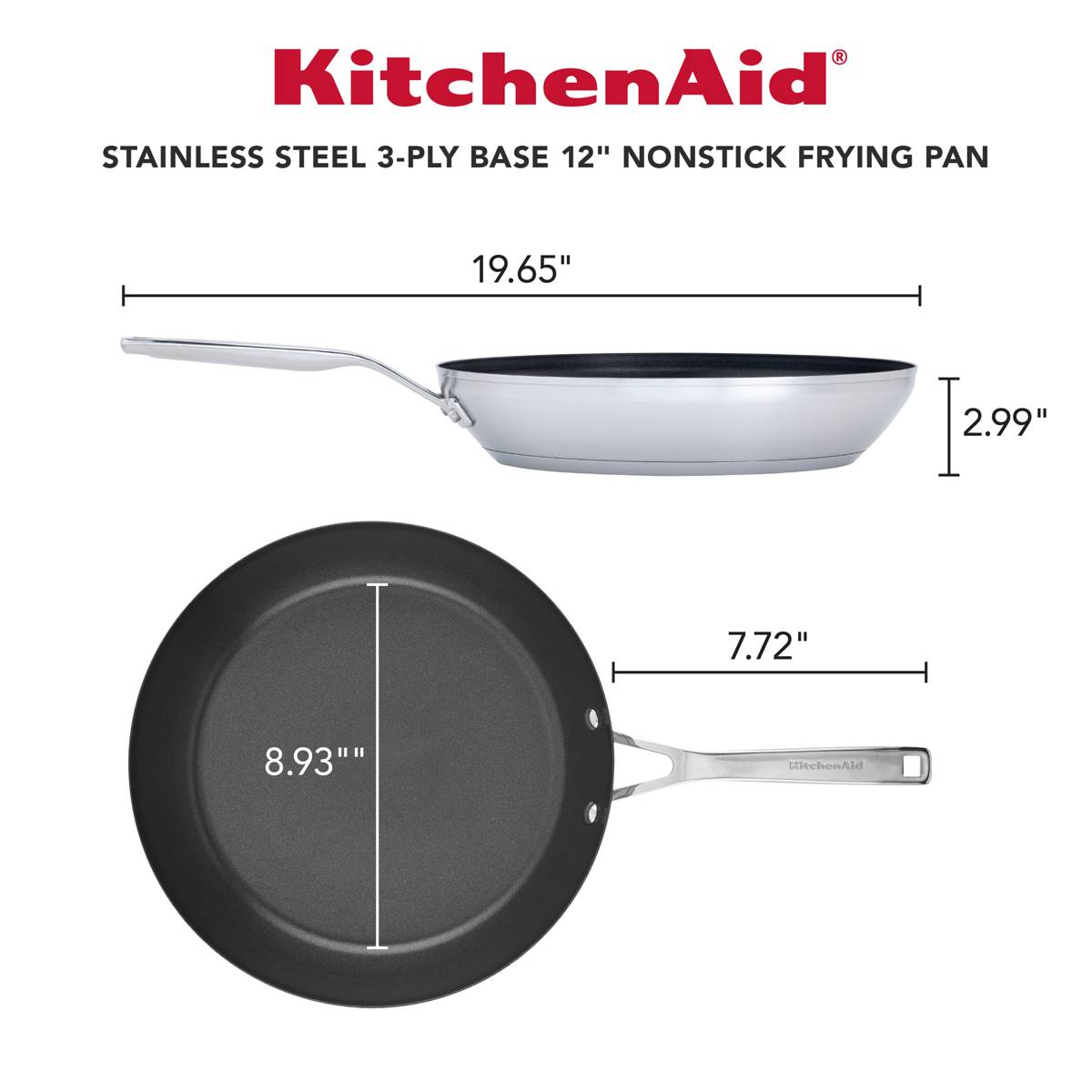 KitchenAid(R) Stainless Steel 3-Ply Base 12in. Nonstick Frying Pan