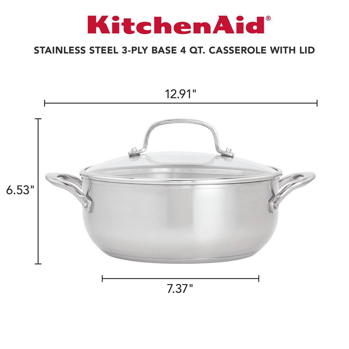 KitchenAid(R) Stainless Steel 3-Ply Base 4qt. Casserole