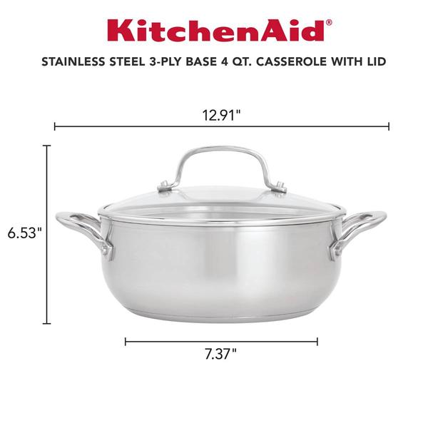 KitchenAid(R) Stainless Steel 3-Ply Base 4qt. Casserole alternate view