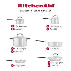 KitchenAid(R) Stainless Steel 10pc. Stainless Steel Cookware Set alternate view