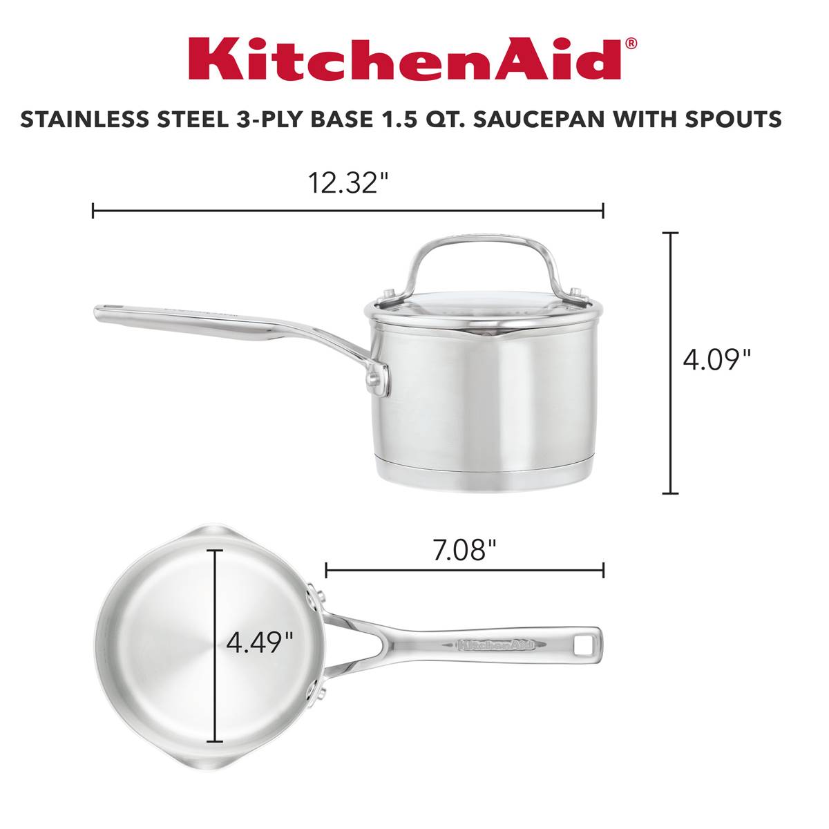 KitchenAid(R) Stainless Steel 3-Ply Base 1.5qt. Saucepan