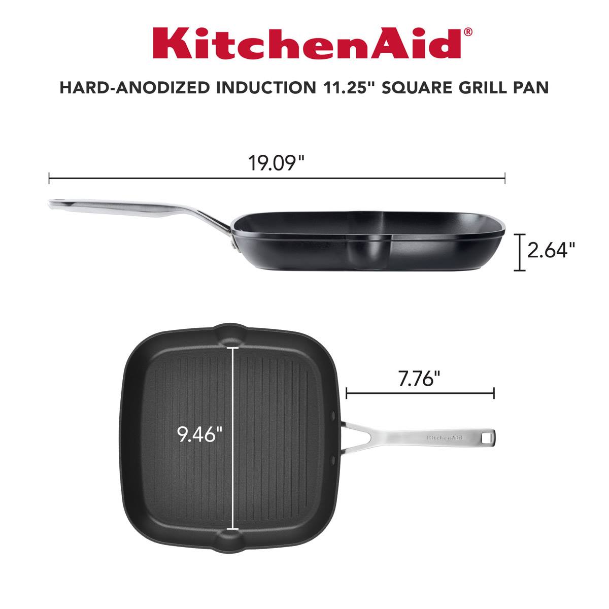 KitchenAid(R) Hard-Anodized Induction 11.25in. Nonstick Grill Pan