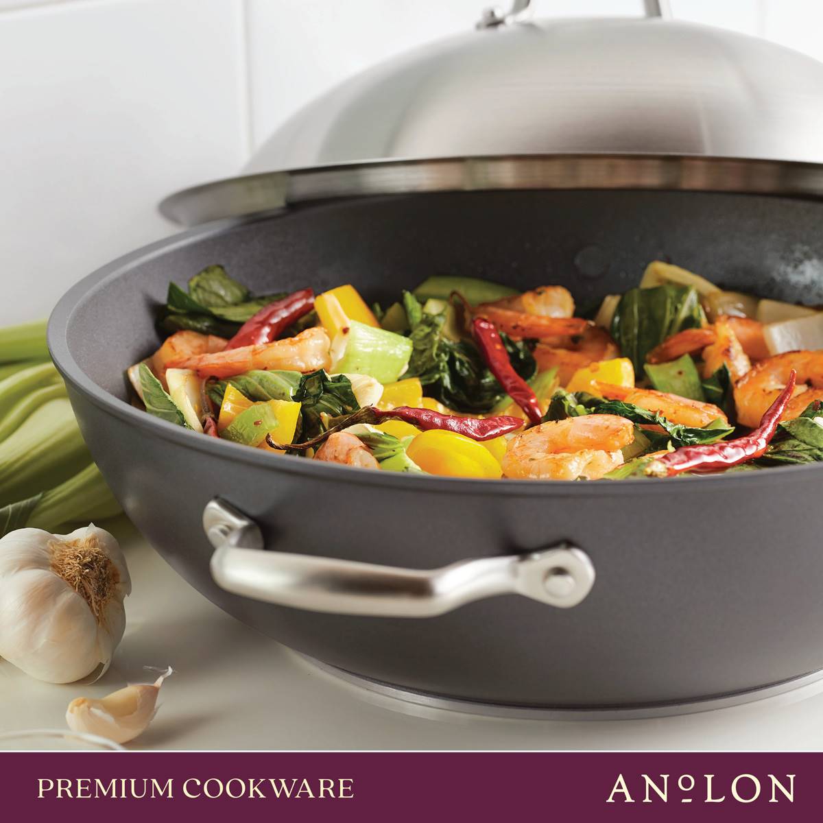 Anolon(R) Accolade 13.5in. Hard-Anodized Nonstick Wok