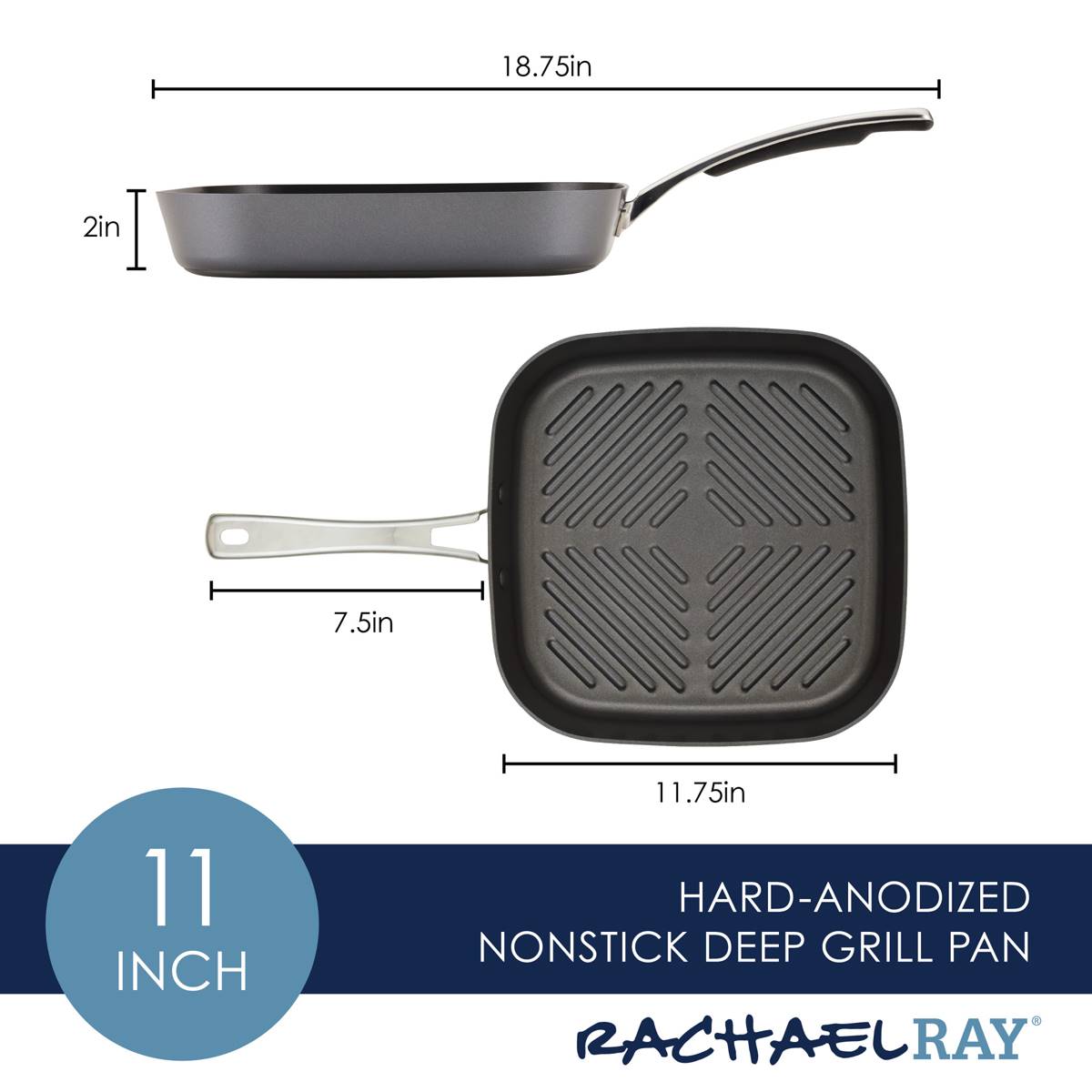Rachael Ray Cook + Create 11in. Nonstick Deep Grill Pan
