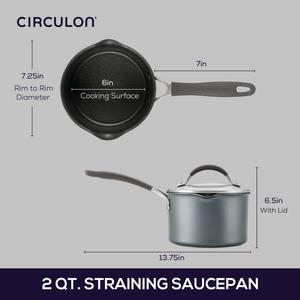Circulon(R) A1 Series Nonstick 2qt. Induction Straining Saucepan alternate view