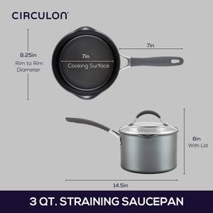 Circulon(R) A1 Series Nonstick 3qt. Straining Saucepan w/Lid alternate view